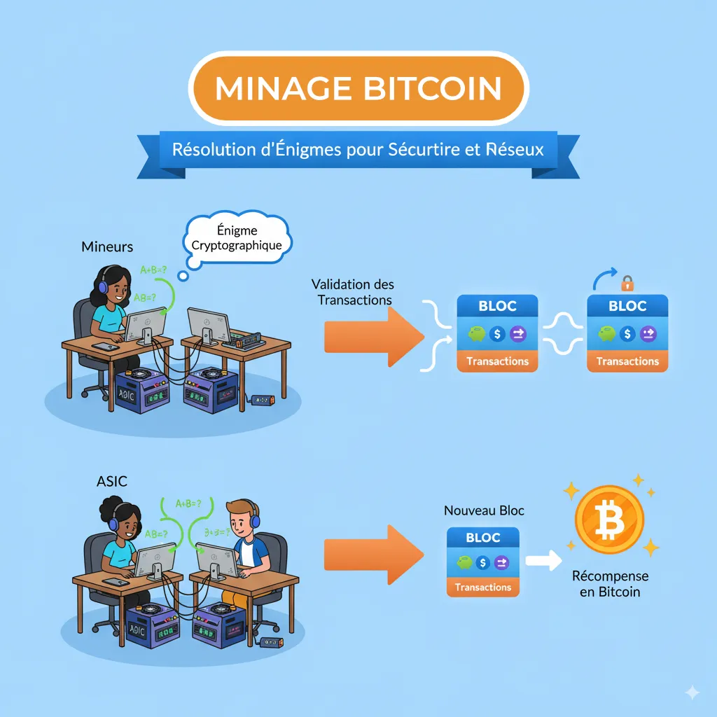Illustration du minage Bitcoin