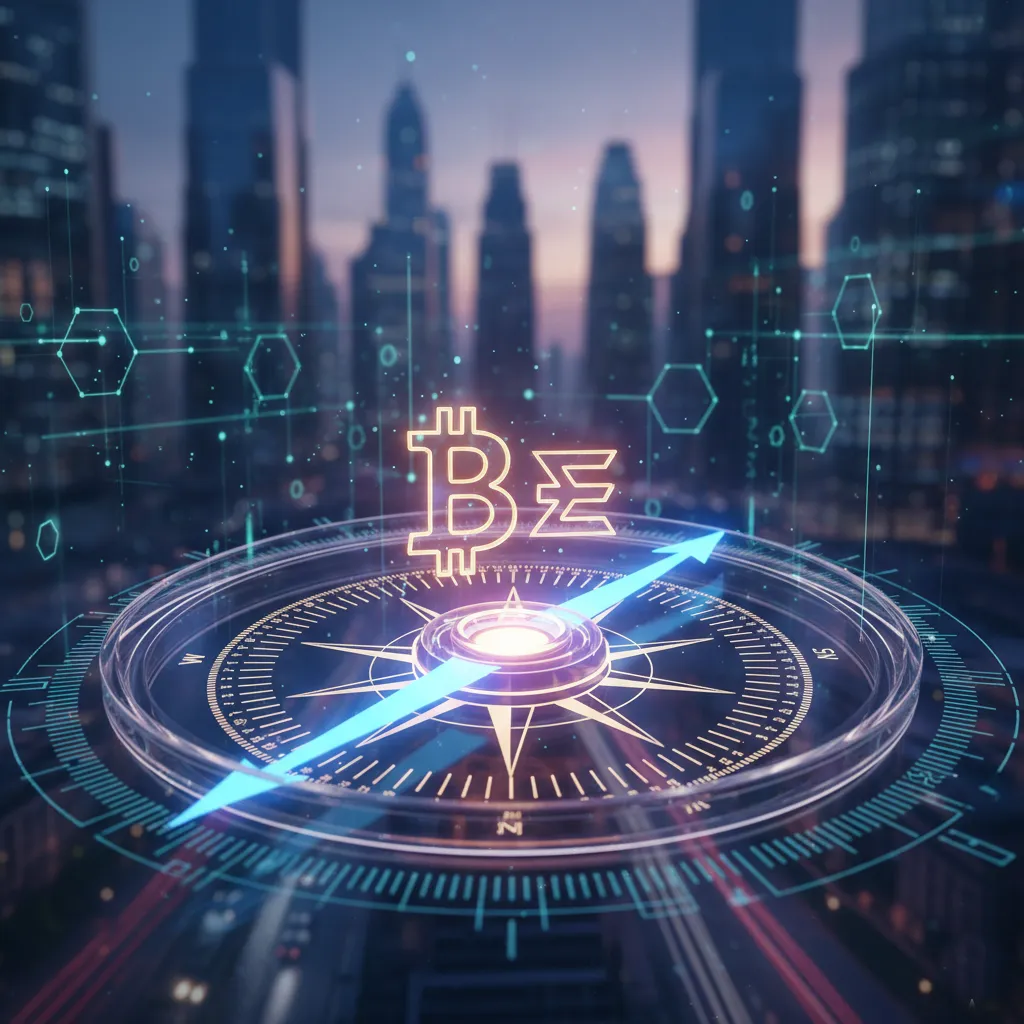 Boussole numérique représentant l'analyse fondamentale des cryptomonnaies