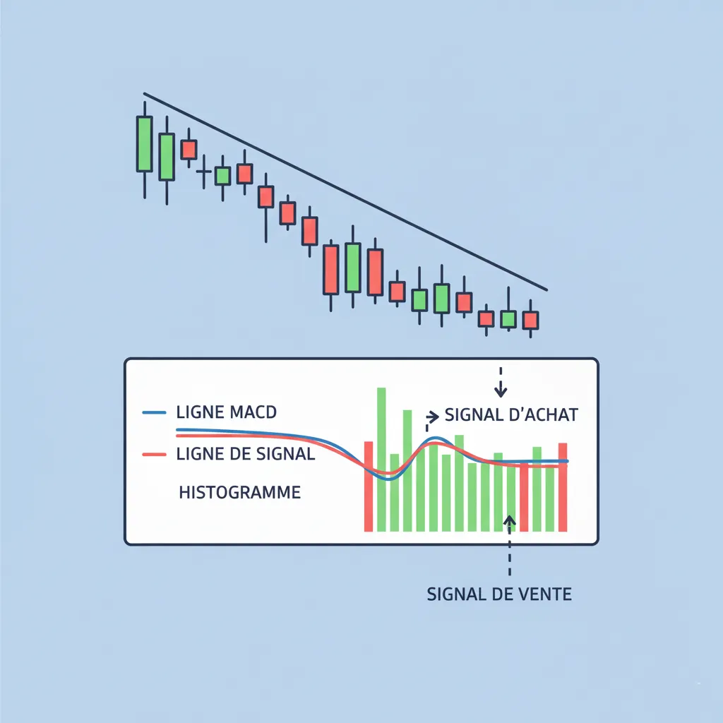 Illustration des lignes MACD et signal de croisement haussier
